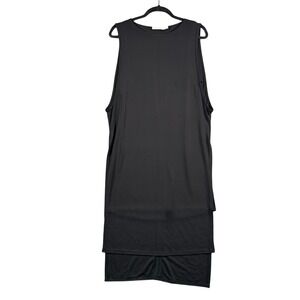 Bishop + Young Black Sleeveless Layered Midi Dress Size M Minimalist Modern Chic